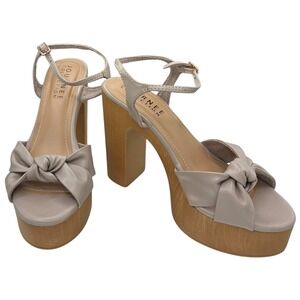 Journee Collection Lorrica Taupe Bow Platform Heels 4.75" Size 9 NIB